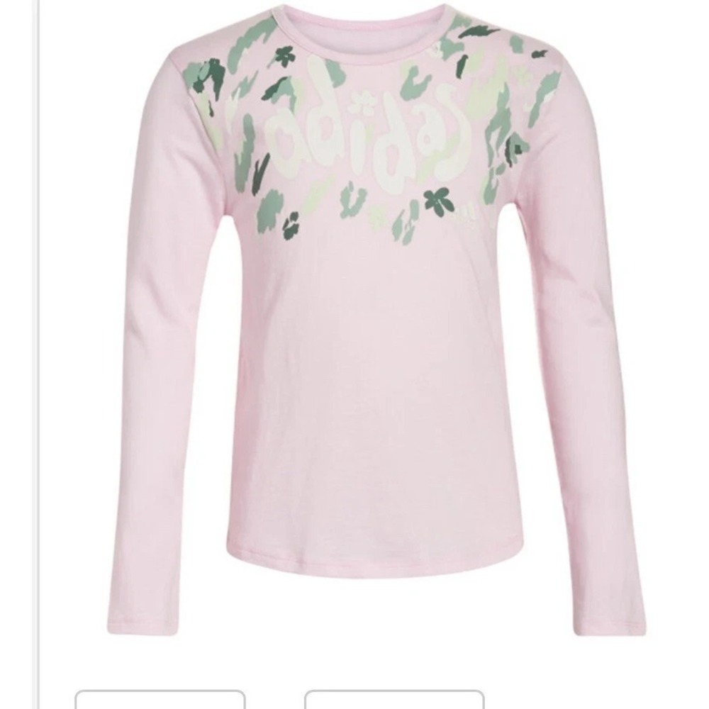 Adidas Little Girls Logo Scoop-Neck Long Sleeve T-Shirt Light Pink Size 3T NWT